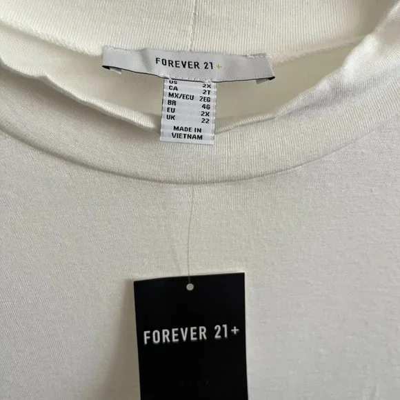 Forever 21 Plus Mock Neck Knit Crop Top — Ivory 2XL - Picture 4 of 7